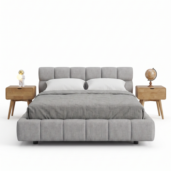 Cama Alpina Queen Gris Tapizada — Renta