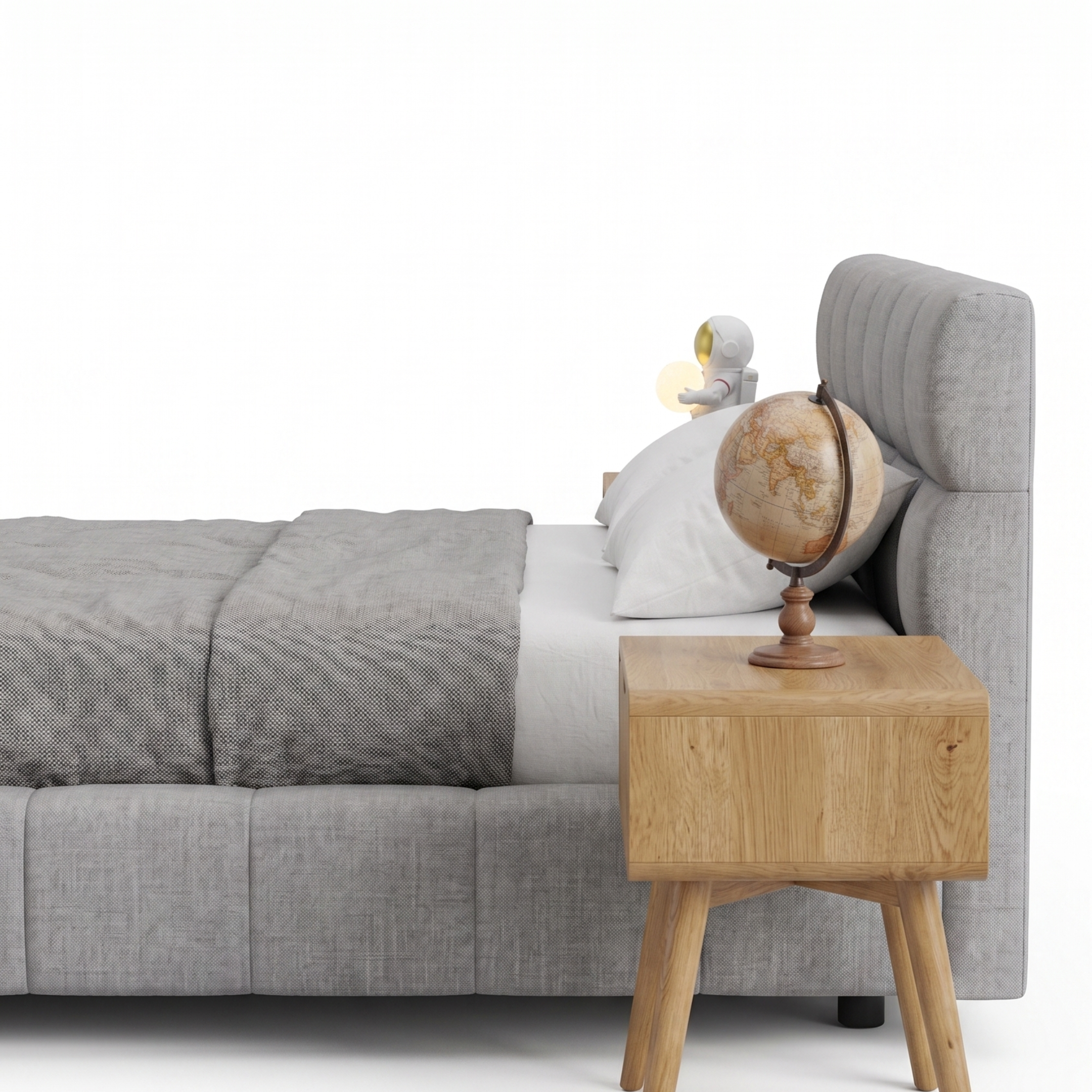 Cama Alpina Queen Gris Tapizada — Signature