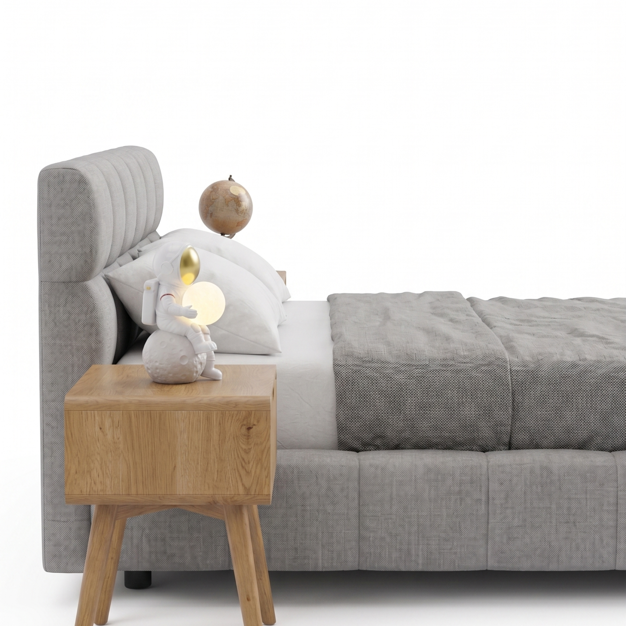 Cama Alpina Queen Gris Tapizada — Signature